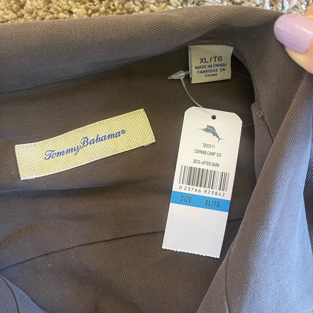 NWT Tommy Bahama Camp Brown Button Down Shirt | Size XL - Picture 2 of 3